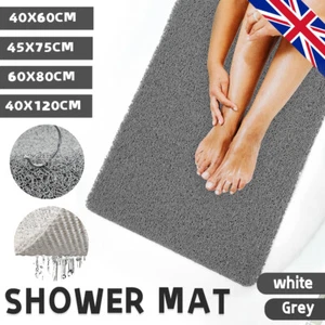 Loofah Shower Mat for Inside Shower Non-Slip Anti Mould PVC Bath Mat Quick Dry - Picture 1 of 14