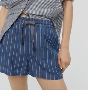 J.CREW Seaside Shorts Women XXS Indigo Stripe Pull-On Cotton Blend AV825 - Picture 1 of 16