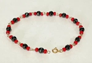 New 14k Gold AZABACHE Baby Bracelet- Ladies Bracelet or  Anklet - Picture 1 of 4