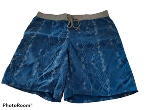 North Face Men's M Lined Pocket Drawstring Swim Trunks Shorts Abstract Blue - Picture 1 of 10
