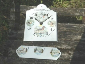 HORLOGE + ACC. TORCHONS EMAILLES Canards NEUFS FONCTIONNELS Fabriqués en France - Picture 1 of 1