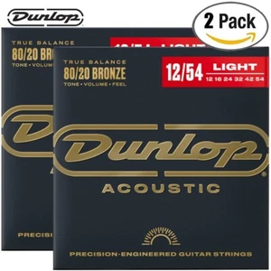 2-PACK Dunlop DAB1254 80/20 Bronze Acoustic Guitar Strings 12-54 - Picture 1 of 1