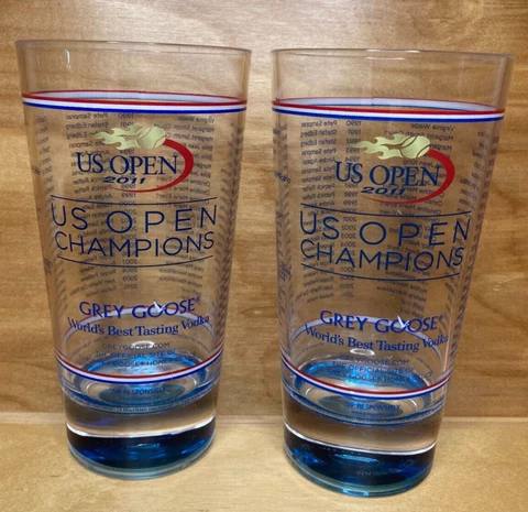 *US OPEN 2011 Tennis Champions Grey Goose Plastic Drinking Beverage Glasses (2) Cover