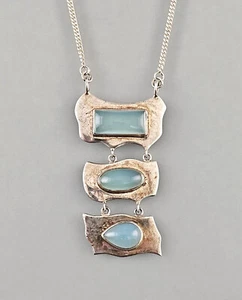 a-9425065-d Collier 925er Silber Jade Handarbeit L46cm vintage - Picture 1 of 1