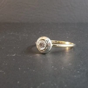 Antique Old Mine Diamond Collet Set 14K Gold Lady's Ring - Picture 1 of 6