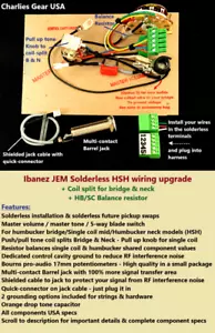 Aggiornamento cablaggio HSH senza saldatura Ibanez Jem con pentole e bobina split Bourns Pro-Audio - Foto 1 di 10