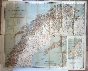 NORWAY 1905 VERY LARGE FOLDING MAP IN ITS ORIGINAL POCKET - Picture 1 of 15