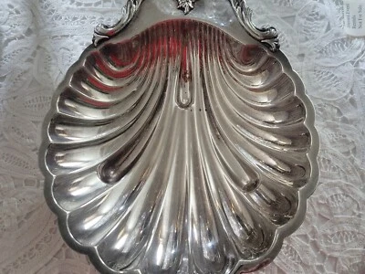 Antiguo tazón para servir con cáscara rococó de 10"x8" placa de plata EG Webster Intl de colección Foto 1 de 3