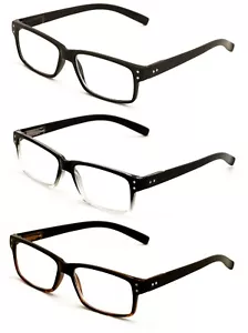 3 Paar moderne rechteckige Lesebrille - Federscharnier Leser - Männer Frauen Neu - Bild 1 von 8