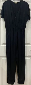 Mono AMERICAN VINTAGE Negro Cuello en V Manga Corta Cintura Elástica S - Imagen 1 de 5