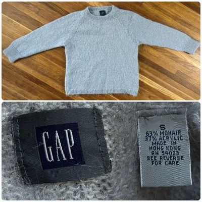 Vintage 90’s Y2K GAP Angora Mohair Blend Fuzzy Knit Sweater Gray Women’s Small - Image 1 of 4