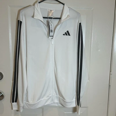 Jaqueta de atletismo Adidas Originals masculina M branca/preta com zíper - Imagem 1 de 4