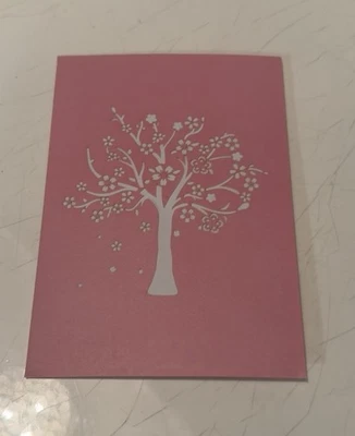 Origami流行卡热销粉红色樱花3D生日快乐弹出卡 — 第 1/3 张图片