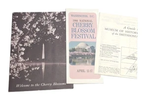 Washington DC National Cherry Blossoms 1960's Brochure Lot & Smithsonian Map - Bild 1 von 9
