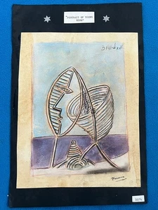 PABLO PICASSO drawing and painting on old paper signed stamped vintage - Picture 1 of 2