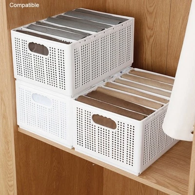 Foldable Fabric Storage Bin With Internal Dividers Home Bathroom Organization - Image 1 of 4