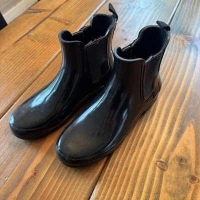 Botas Chelsea femininas Hunter refinadas slim fit brilho preto, tamanho 6 EUA - Imagem 1 de 4