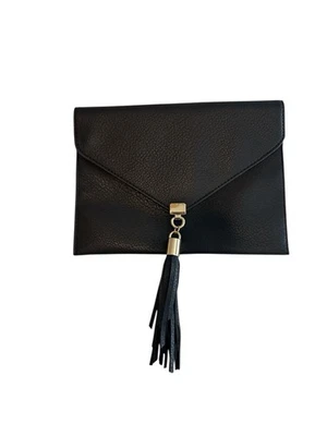 Bolso sin asas Big Buddha sobre de cuero negro - herrajes dorados y borla Foto 1 de 4