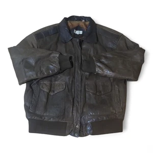 Vintage SSATORI braune Lederjacke Damen Größe Large durchgehender Reißverschluss Druckknopf Korea getragen - Bild 1 von 10