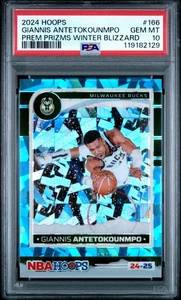 2024 PANINI NBA HOOPS 166 GIANNIS ANTETOKOUNMPO WINTER BLIZZARD PRIZM /88 PSA 10 - Picture 1 of 2