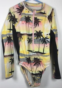 Wonder Nation Girls Medium 7/8 Long Sleeve Multicolor NWT Yellow Swimsuit - Picture 1 of 7