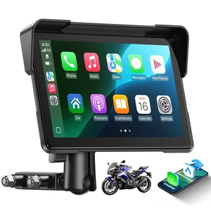 7" IPS Touchscreen Tragbar Motorrad Navigator Kabellos Carplay Wasserdicht - Bild 1 von 7