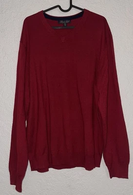 Suéter Garret Scott Para Hombre XL Granate Borgoña Cuello en V Tejido Pullover Lana Merino Foto 1 de 4