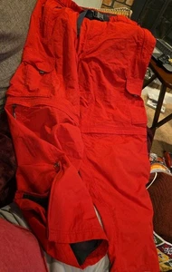 Vintage ABERCROMBIE & FITCH Baggy Cargo Pants XL Red Zippered Removable Legs EUC - Picture 1 of 8