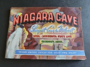 Niagra Cave 1940 Travel Brochure, Linen Postcard, Art Deco - Picture 1 of 9