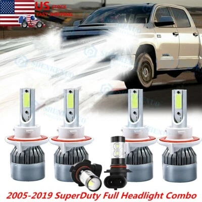 For Ford F250 F350 F450 2005-2019 6000K LED Headlight Hi/Lo + Fog Light Bulbs 6x - Image 1 of 4