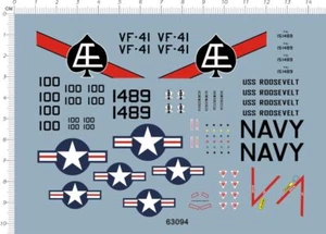 1/72 US Navy VF-41 Black Aces F-4 Phantom II Fighter Markings Water Slide Decal - Picture 1 of 1