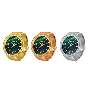 Fashion Green Dial Quartz Finger Ring Watch with Elastic Band for Women Men Gift - Picture 1 of 11