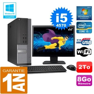 PC DELL 7020 SFF Core I5-4570 Ram 8Go Disque 2 To Wifi W7 Ecran 22" - Bild 1 von 4