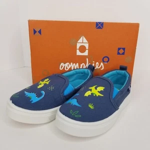 Oomphies Toddler Boys 7 Rascal Blue Dinosaur Slip On Canvas Shoes - Picture 1 of 9