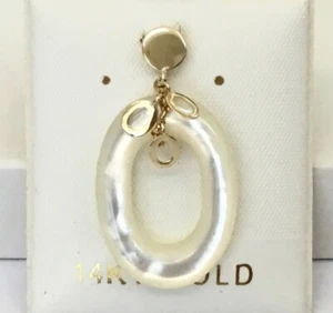 Unique  Solid  14K  Yellow  Gold  Natural  Mother Of Pearl  Pendants  NEW - Picture 1 of 6