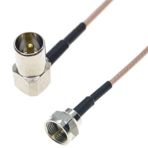 F male to TV IEC Male right angle 90 degree RG179 cable 75ohm Coaxial Pigtail - Picture 1 of 5