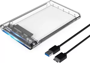 2.5 Inch Hard Drive Enclosure External Case USB 3.0 SATA HDD SSD Caddy Clear - Picture 1 of 7