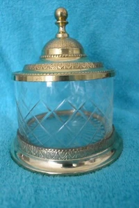 Crystal & Bronze Lidded Jar RARE ANTIQUE - Picture 1 of 6