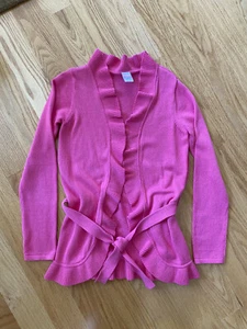Gymboree Pink Ruffle Tunic Belted Long Sleeve Sweater Large 10-12 - Picture 1 of 3