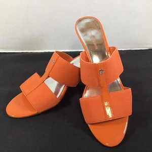 Etienne Aigner Women’s Slip On Thick Strap Wedge Sandals Orange Size 8.5 - Picture 1 of 8