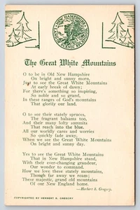 Postal White Mountains, N.H. The Great White Mountains Poema Herbert & Gregory - Imagen 1 de 2
