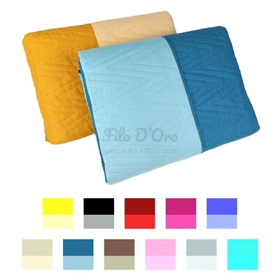 Trapuntino Tinta Unita Bicolore Mezza Stagione Vari Misure Copriletto Trapuntato - Immagine 1 di 4