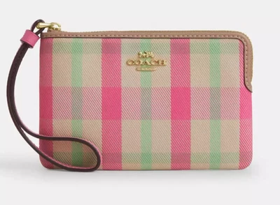 Coach pulseira/carteira/conjunto de estampa xadrez/ouro/rosa - Imagem 1 de 4