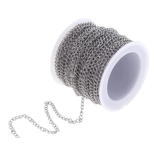 1 Rolle Silberfarbene Kabelkette Aus Edelstahl Zum Basteln Von DIY-Schmuck. - Picture 1 of 4