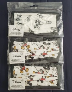 OFFICIAL Disney Parks Mickey Mouse Minnie Cloth Face Mask LOT of 3 Large SEALED - Picture 1 of 7