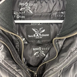 Vintage Triple F. A. T. Goose Herren Daunen Bomber Parka Jacke mit Besatz - Bild 1 von 2