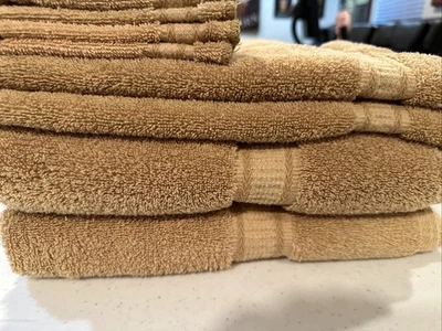 WAMSUTTA Chromatics Cotton 2 Bath 2 Hand Towels 2 Washrags (6pc) Lt Brown READ - Image 1 of 4