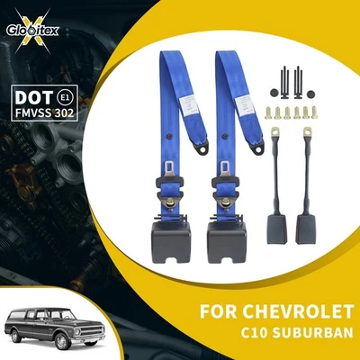 2X Correia de Cinto de Segurança Ajustável de Segurança 3 Pontos para Chevrolet C10 Suburban Azul Carro - Imagem 1 de 4