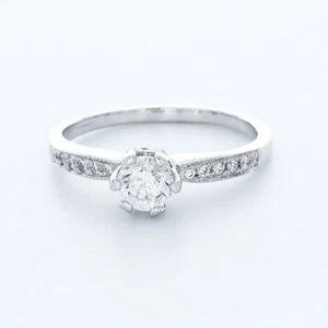 1 1/4ct I VS2 Round Earth Mined Certified Diamonds 950 Plat. Classic Accent Ring - Picture 1 of 7