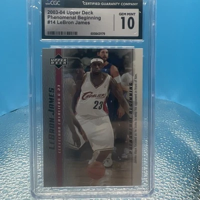Tarjeta de Lebron James NBA Cavaliers Upper Deck Phenomenal Beginning #14 CGC 10 Foto 1 de 4
